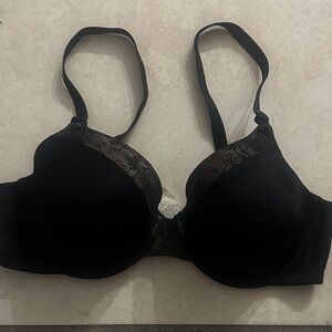 Warners Bra 36B Black Padded Underwire Adjustable Clasp Back